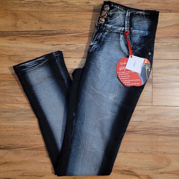 Gogo Star Skinny Jeans But Lift Black Gray Acid Wash Size 15 NWT - Picture 2 of 14